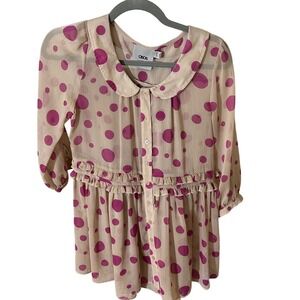 ASOS Polka Dot Blouse Womens Size 4 Peter Pan Collar Top